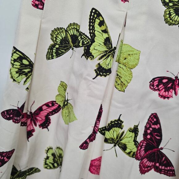 Talbots silk blend white butterfly mini skirt pleated 6P coquette cottagecore - Picture 2 of 10